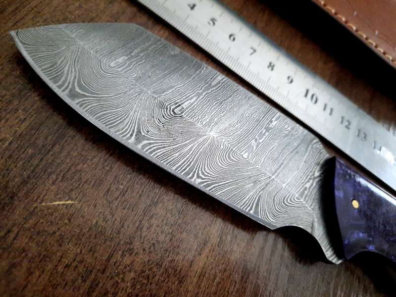 Handmade Damascus steel HUNTING Knife with Epoxy Resin handle scales, Perfect Gift for him.