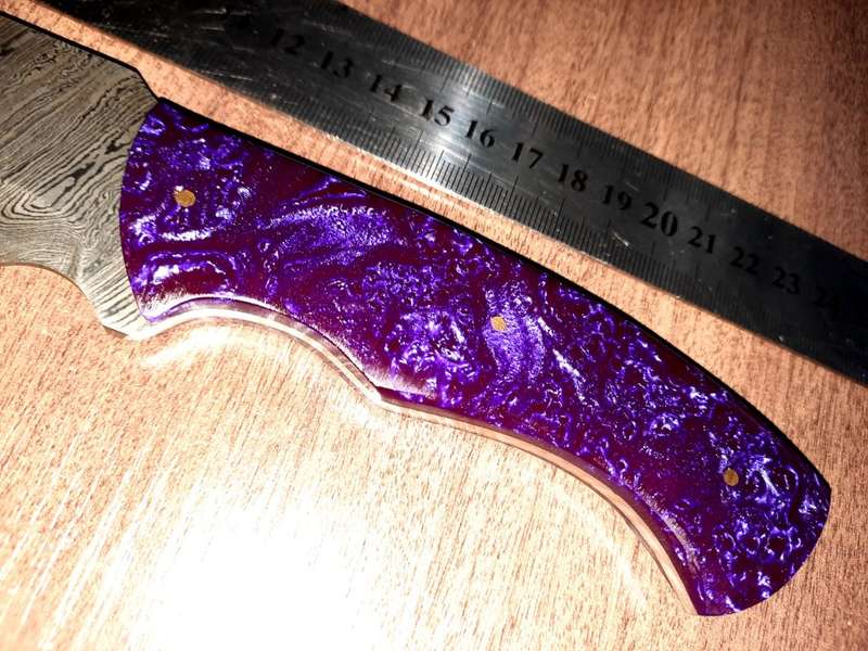Handmade Damascus steel HUNTING Knife with Epoxy Resin handle scales, Perfect Gift for him.