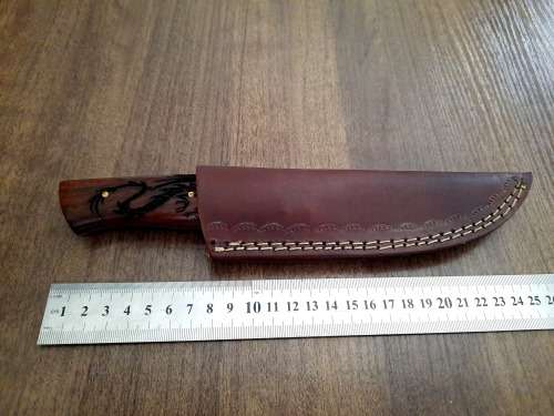 Handmade Damascus steel HUNTING Knife with Wooden handle scales, New stock !