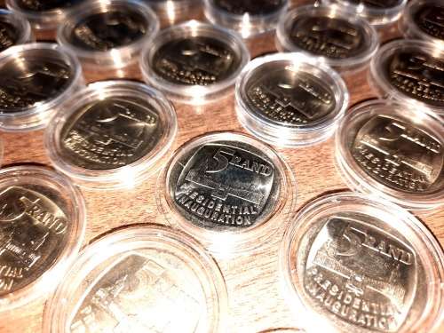 Mandela Presidential Inauguration R5 coins 1994, UNC in capsules, BID PER COIN !! 43 Available
