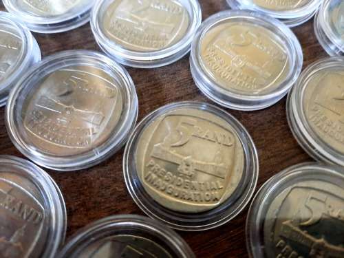 Mandela Presidential Inauguration R5 coins 1994, UNC in capsules, BID PER COIN !! 43 Available