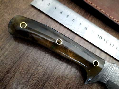 Handmade Damascus steel HUNTING Knife with Epoxy Resin handle scales, Crazy R1 start.