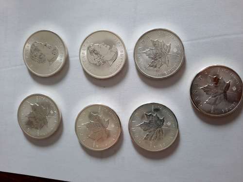 1 OZ Silver Canadian Maple Coin, 7 available,  PURE SILVER !!! BID PER COIN !!!