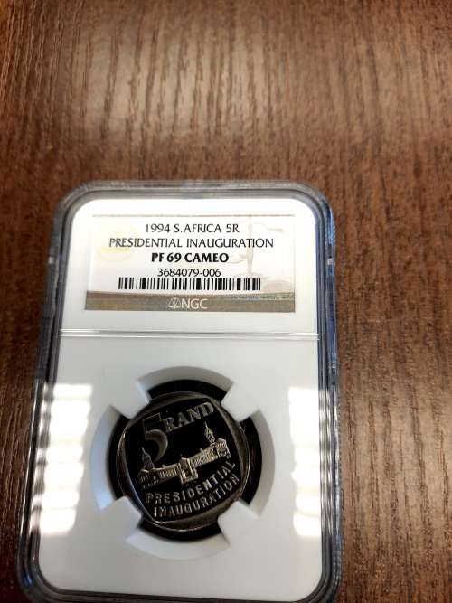 Mandela Presidential Inauguration PF69 CAMEO, very scarce grade, complete your collection today.