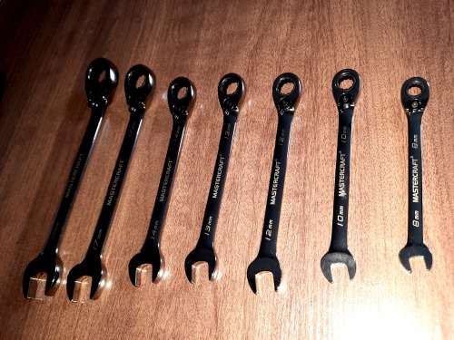 Mastercraft 7 Pc Ratcheting Spanner set, Lifetime Quality Tools, Sizes 8,10,12,13,14,17 &19