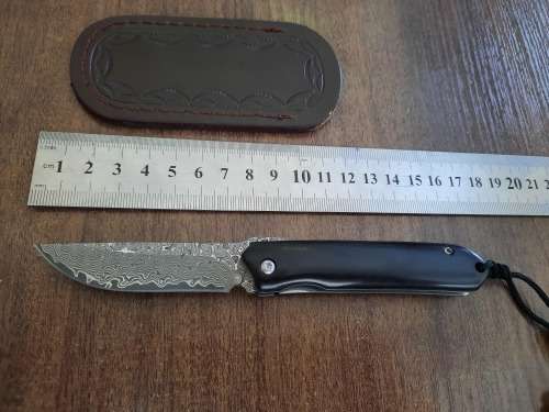 Damascus VG-10 Stainless Steel folding knife, RAZOR Sharp, New Stock, High Quality, Ebony handle.