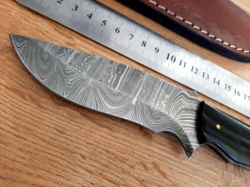 Handmade Damascus steel HUNTING Knife with Epoxy handle scales. The exact knife you will receive.