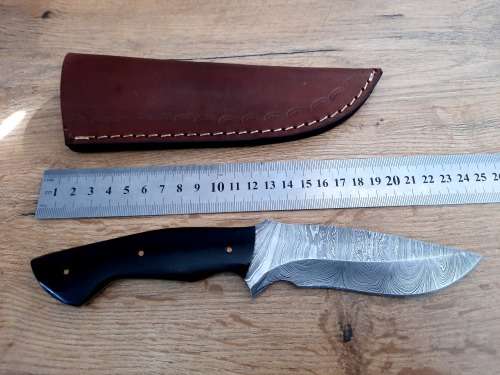 Handmade Damascus steel HUNTING Knife with Epoxy handle scales. The exact knife you will receive.