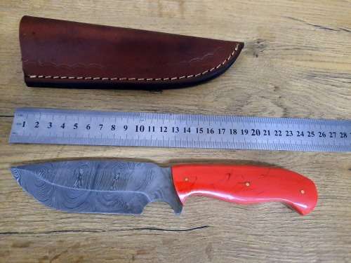 Handmade Damascus steel HUNTING Knife with Epoxy handle scales. The exact knife you will receive.