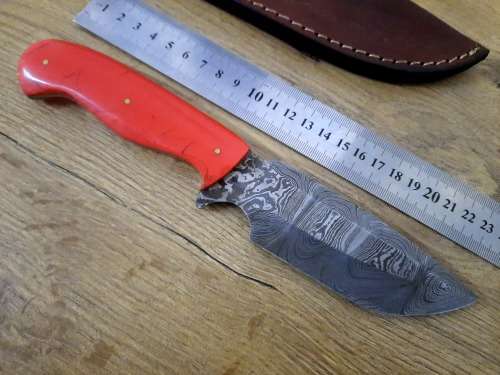 Handmade Damascus steel HUNTING Knife with Epoxy handle scales. The exact knife you will receive.