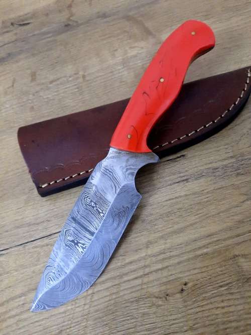 Handmade Damascus steel HUNTING Knife with Epoxy handle scales. The exact knife you will receive.