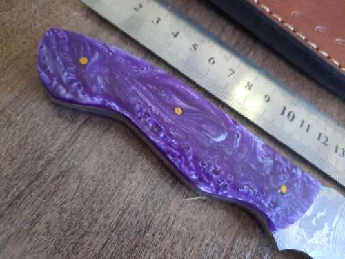 Handmade Damascus steel HUNTING  knife with Epoxy Resin handle scales. Crazy R1 start auction.
