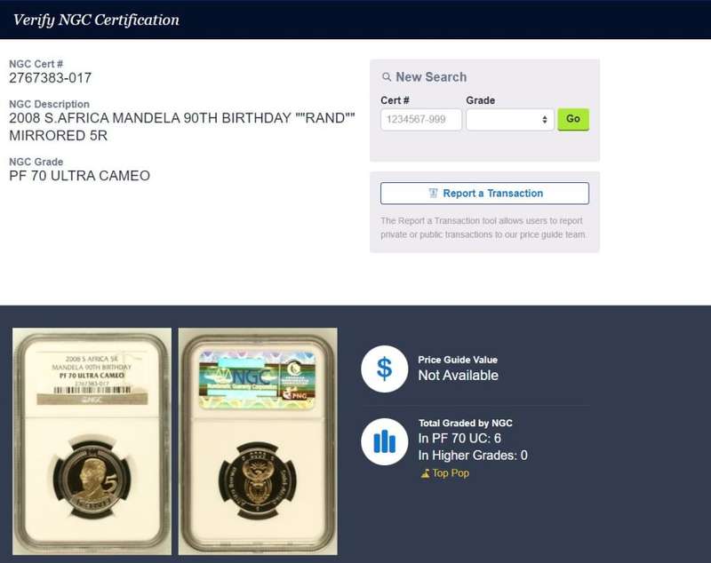 PF70 Mandela 90th NGC Graded R5, Finest known, one of 6 world wide, PLEASE SEE NGC population !!!