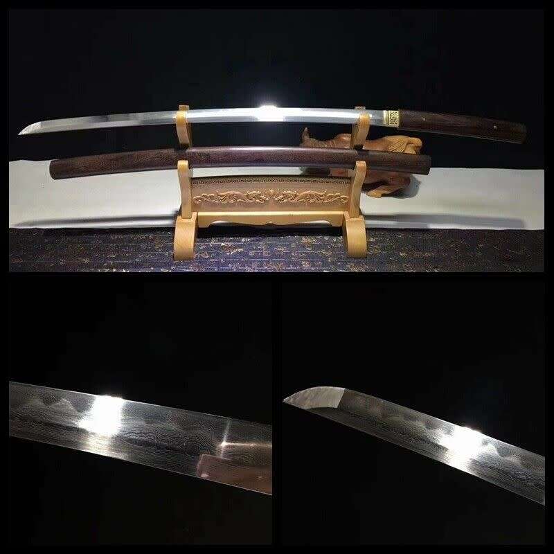 Handmade Damascus Folded Steel Clay Tempered, Japanese Samurai Katana. 3-4 Weeks after order.