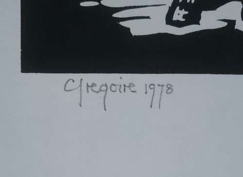 Donkey Cart Linocut By Gregoire Boonzaier Dated 1978