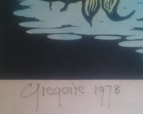 Sunflowers Linocut By Gregoire Boonzaier Dated 1978