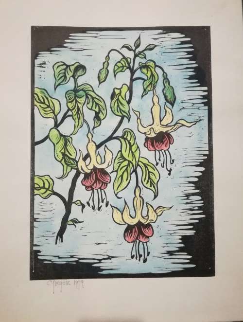 Gregoire Boonzaier Watercolored Linocut Signed and Dated 1979