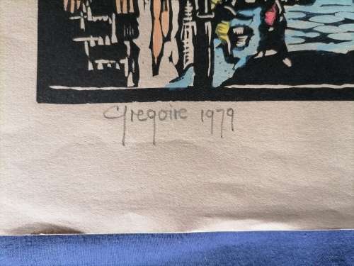 Gregoire Boonzaier Watercolor Linocut, District 6, Signed and Dated 1979 in Pencil