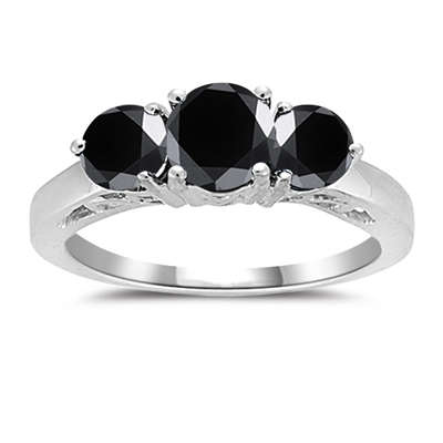 3.10 AAA JET BLACK DIAMOND RING 925 SILVER