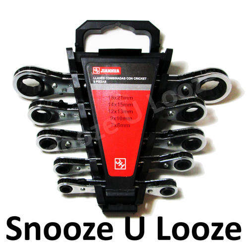 Quality 5 Piece Ratchet Spanner Set 10 different sizes from 7mm to 21mm