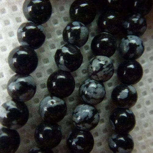 BLACK  SNOW FLAKE OBSIDIAN JASPER  8MM  15INCH