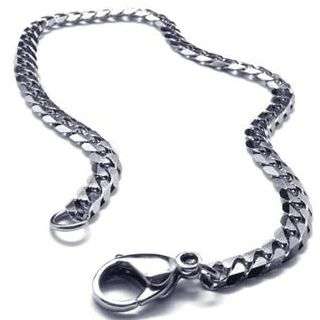 STAINLESS STEEL 316L SILVER CURB  LINKED BRACELET 23CM  WIDTH 5MMX 3MM