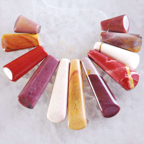 MOOKAITE PENDANT SET  40X15X9MM - 10X15X9MM  11 PIECES
