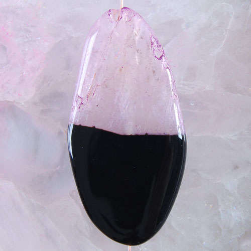 PINK CRYSTAL AGATE OLIVARY  PENDANT  50MM X 26MM X 7MM   FREE THONG OF CHOICE AND BAIL