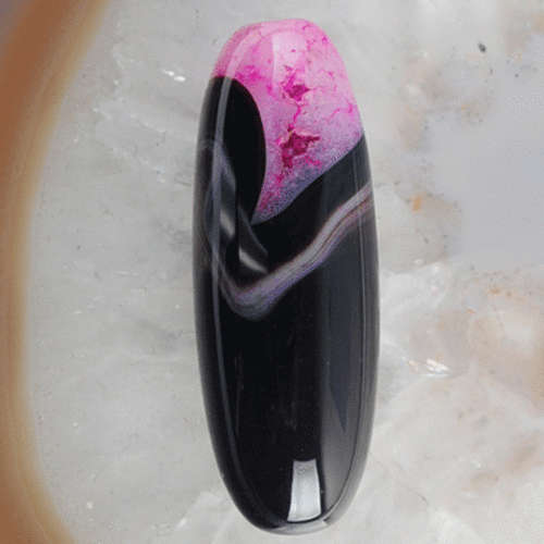 ROSE ONYX DRUZY AGATE PENDANT  39X13MM