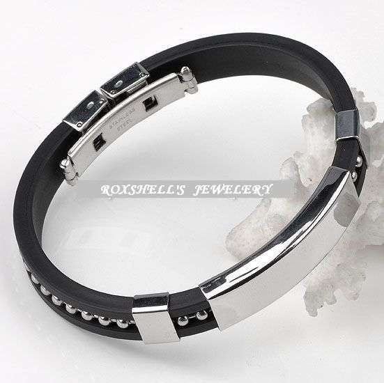 STAINLESS STEEL AND ION RUBBER   BRACELET