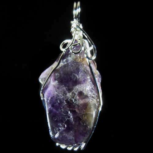 AMETHYST WIRE WRAP PENDANT   49MM X 28MM X14MM