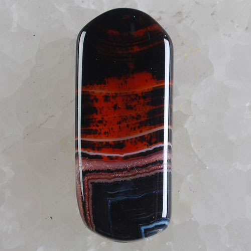 DREAM FIRE  ONYX AGATE RECTANGLE SHAPED   41MM X 21MM X 6MM THICK   WITH FREE THONG OF CHOICE