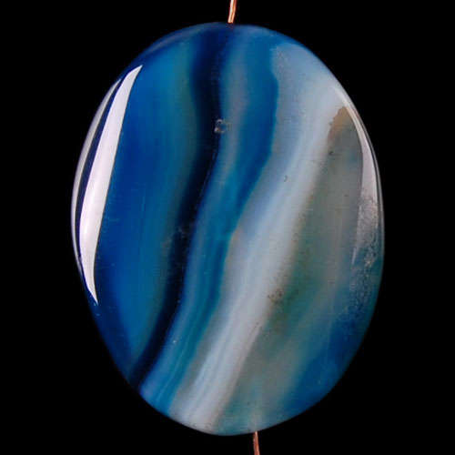 BLUE BANDED AGATE OVAL PENDANT 41MM X 30MM X 6MM