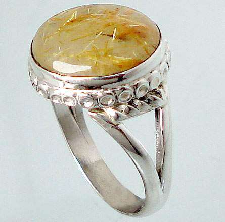 GOLDEN TOURMALINE SIZE 8 HALF 925 STERLING SILVER RING
