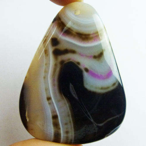 BLACK BANDED AGATE FREEFORM PENDANT 53MM X 39MM X 9MM