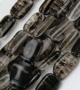 BLACK TOURMALINE  RECTANGLE 13MM X 8MM  22  PIECES