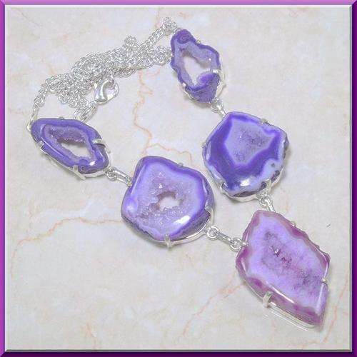 PURPLE DRUZY AGATE 925 STERLING NECKLACE
