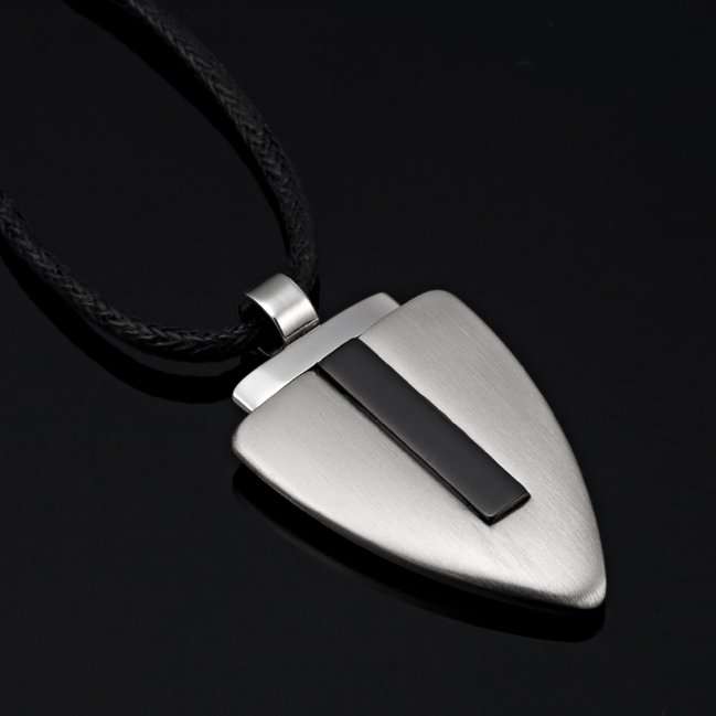 STAINLESS STEEL SHIELD CROSS  MENS PENDANT AND THONG