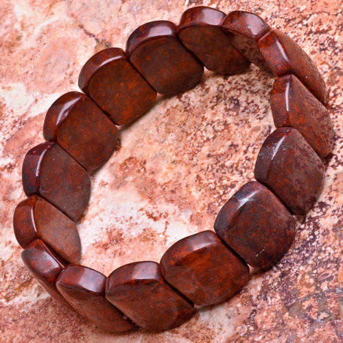 BRECIATED RED JASPER  STRETCH  BRACELET