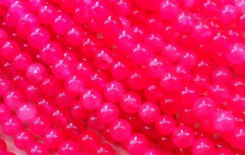 BRIGHT PINK DYED JADE 6MM  65 PIECES