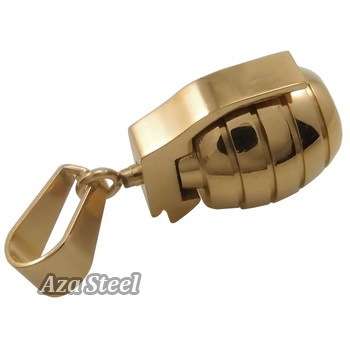 STAINLESS STEEL  GOLD GRENADE PENDANT   WITH FREE THONG OR BALL CHAIN   ***MODEL***