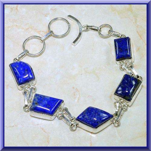 LAPIS LAZULI GEMSTONE BRACLET ADJUSTABLE LENGTH 8 2.3INCH STONES 20X13MM
