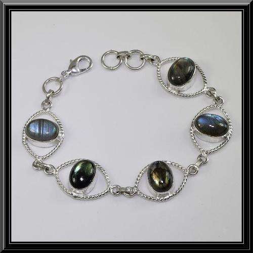 LABRADORITE 925 SILVER LABRADORITE BRACELET 20 CM