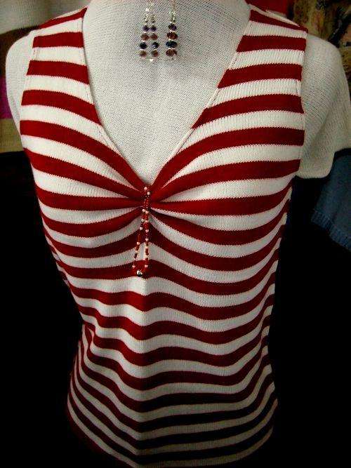 KNITTED  RANGE  NAUTICAL - LADIES STRIPED VESTS  - YOU CHOOSE COLOUR AND SIZE - MADE TO ORDER