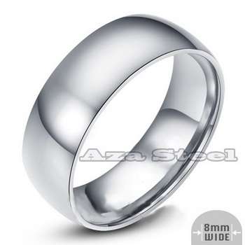 STAINLESS STEEL WEDDING BAND 8MM WIDE 2MM THICK  SIZE 8