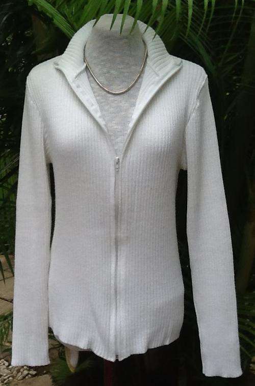 KNITTED FULL RIBB ZIP UP WINTER FEEL LONG SLEEVE  65CM