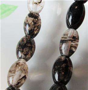 BLACK TOURMALINE  PUFFED RICE  13MM X 8MM  22  PIECES
