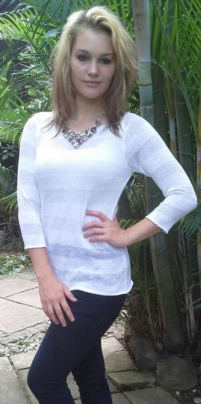 KNITTED TISSUE WEIGHT ROUND NECK WITH 3.4  SLEEVE  NEW STYLE STRIPED