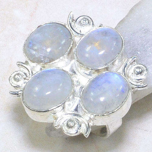 MOONSTONE 8 x 12 MM SET IN 925 STERLING SILVER RING SIZE 7