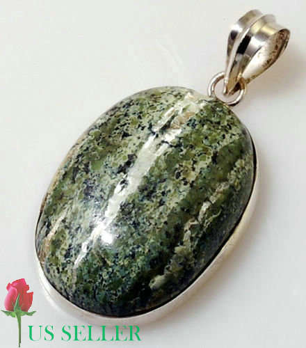 SEAWEED JASPER PENDANT SILVER PLATED